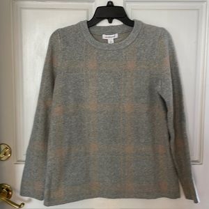 Liz Claiborne Womens Crew Neck Long Sleeve Plaid Pullover Sweater, Small